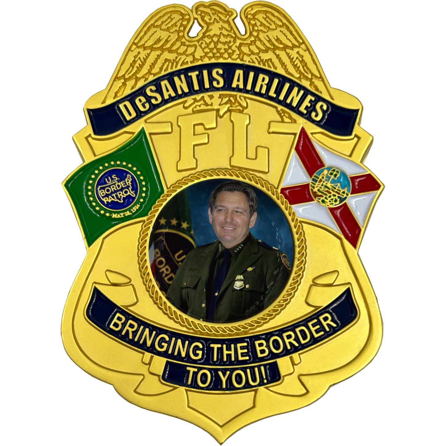 EL9-002A Florida Governor Ron DeSantis Airlines Border Patrol Challenge Coin