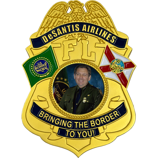 EL9-002A Florida Governor Ron DeSantis Airlines Border Patrol Challenge Coin