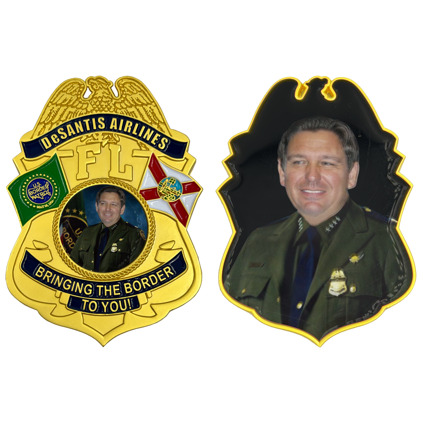 EL9-002A Florida Governor Ron DeSantis Airlines Border Patrol Challenge Coin