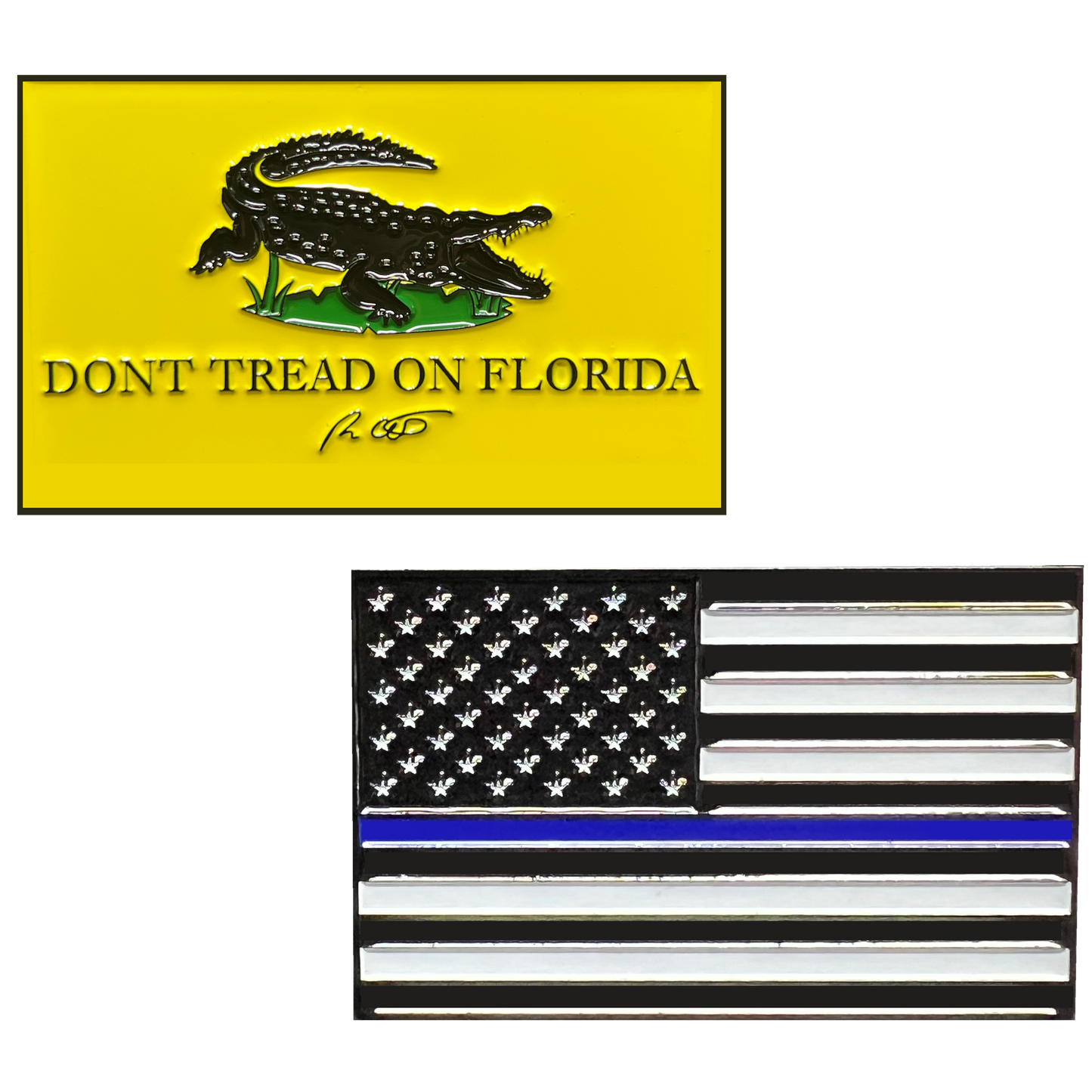 GL1-006 Florida Governor Ron DeSantis inspired Don't Tread on Florida 2nd Amendment Police Thin Blue Line Flag Challenge Coin