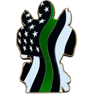 DL7-11 Deadpool inspired thin green line American Flag Police Challenge Coin Military Army Marines Border Patrol