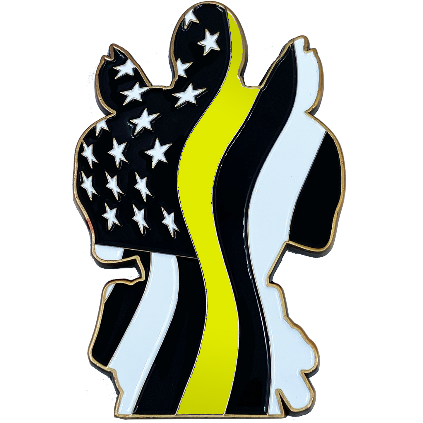 DL7-09 Deadpool inspired 911 Dispatcher Thin Gold Line Yellow