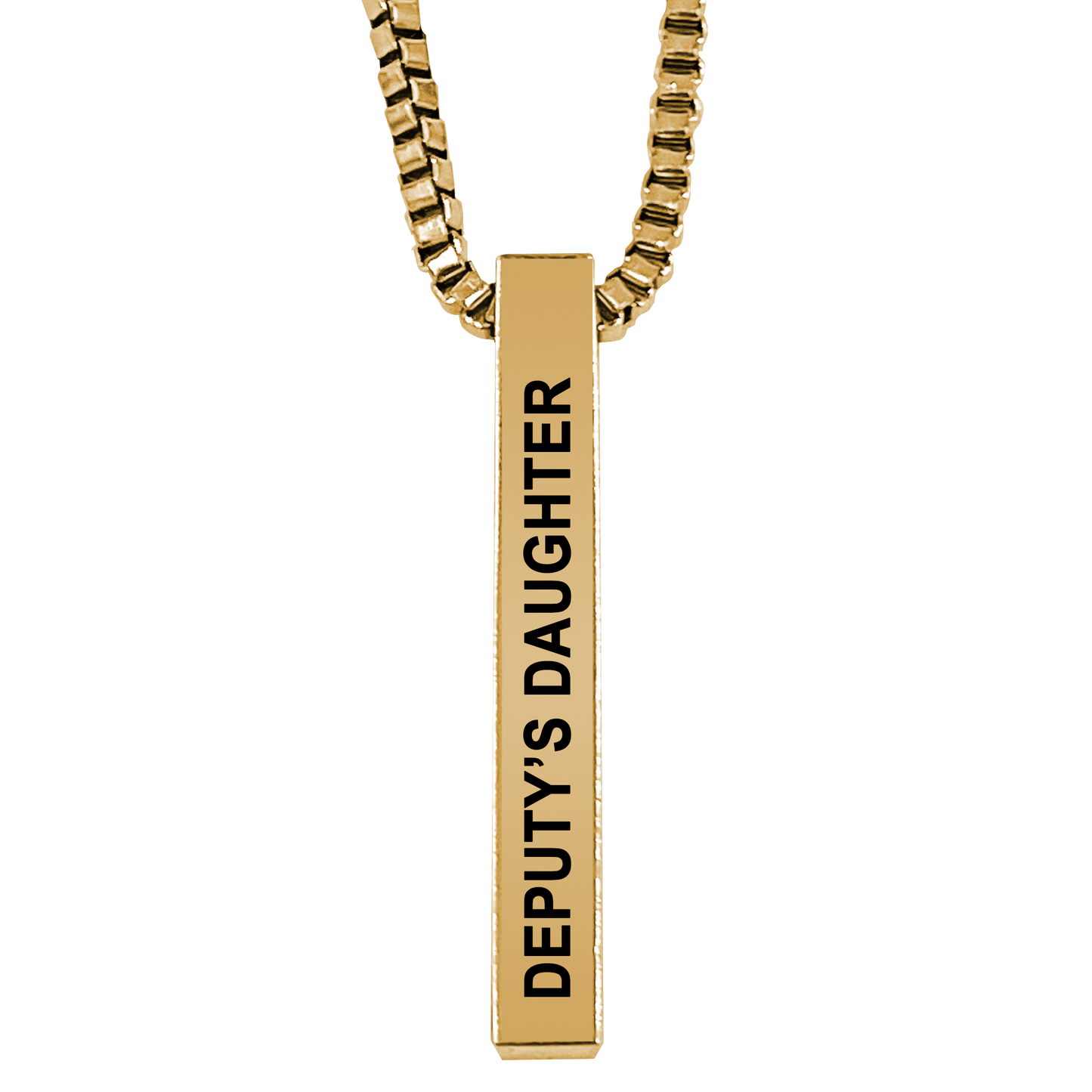 Deputy's Daughter Gold Plated Pillar Bar Pendant Necklace Gift Mother's Day Christmas Holiday Anniversary Police Sheriff Officer First Responder Law Enforcement