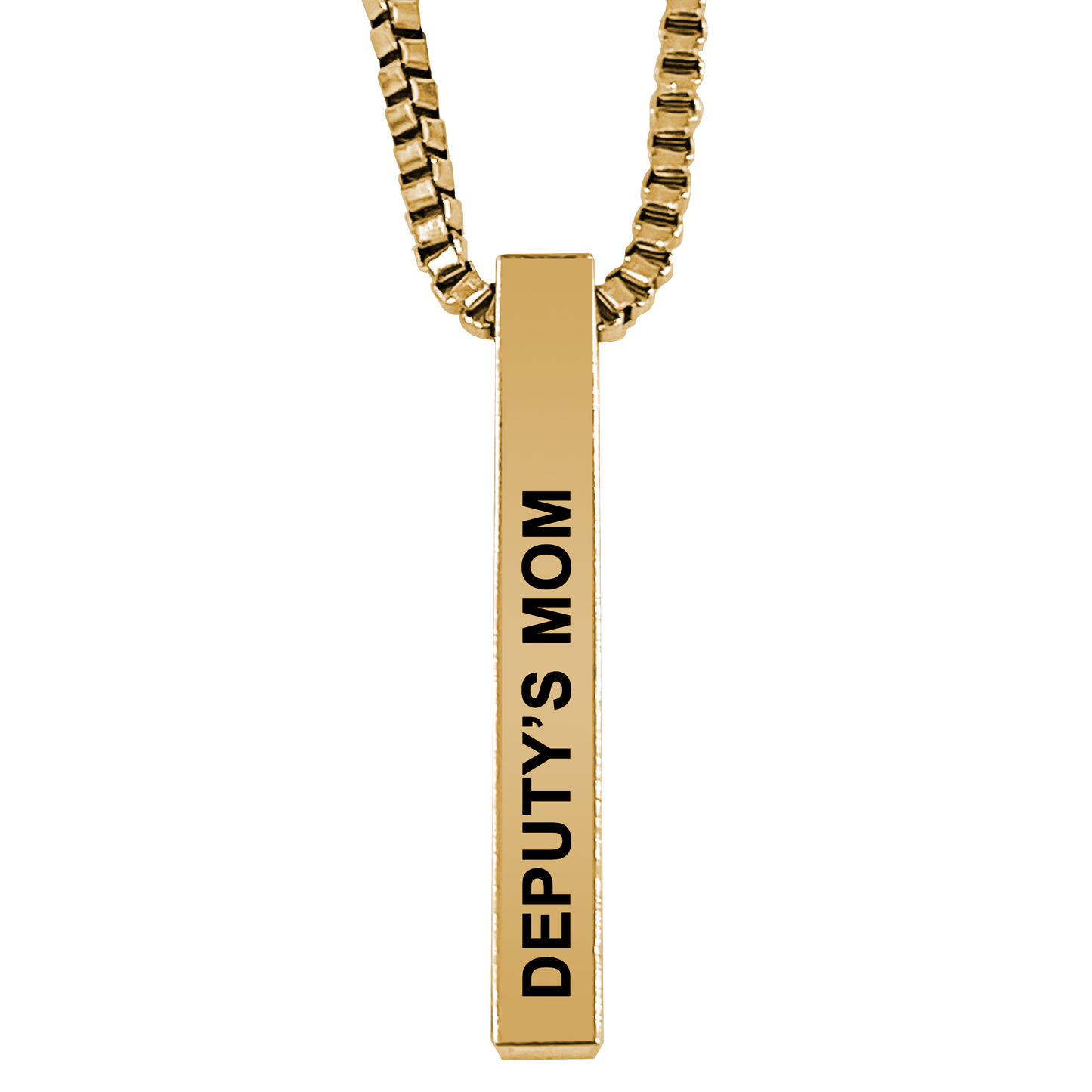 Deputy's Mom Gold Plated Pillar Bar Pendant Necklace Gift Mother's Day Christmas Holiday Anniversary Police Sheriff Officer First Responder Law Enforcement