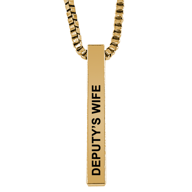 Deputy's Wife Gold Plated Pillar Bar Pendant Necklace Gift Mother's Day Christmas Holiday Anniversary Police Sheriff Officer First Responder Law Enforcement