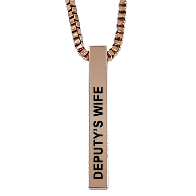 Deputy's Wife Rose Gold Plated Pillar Bar Pendant Necklace Gift Mother's Day Christmas Holiday Anniversary Police Sheriff Officer First Responder Law Enforcement