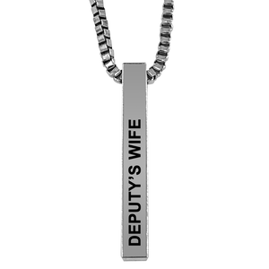 Deputy's Wife Silver Plated Pillar Bar Pendant Necklace Gift Mother's Day Christmas Holiday Anniversary Police Sheriff Officer First Responder Law Enforcement