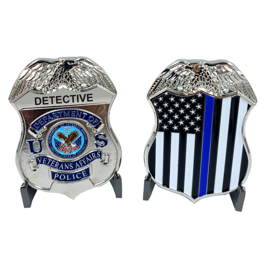 EL2-017 DETECTIVE VA Veterans Affairs Administration Challenge Coin Police Thin Blue Line Flag