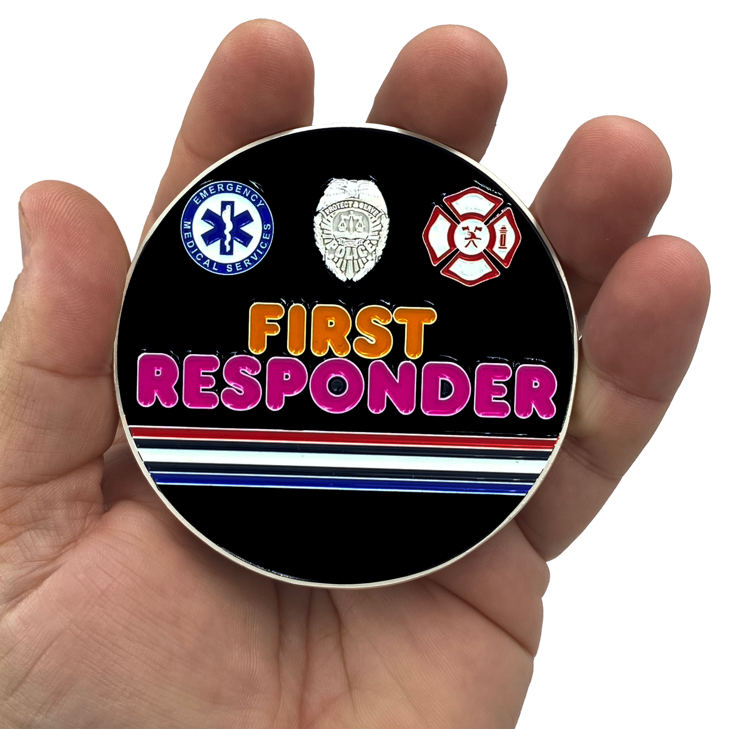 BL1-04B Send Donuts Police First Responders Dunkin inspired challenge coin Paramedic Firefighter Cops