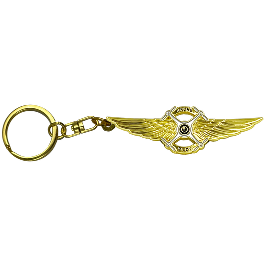 EL3-005 Full size UAS FAA Commercial Drone Pilot Wings keychain with 1 inch keyring on swivel attachment