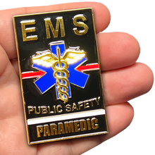 GL13-001 EMS Paramedic Challenge Coin thin white line american flag EMT red line fire department