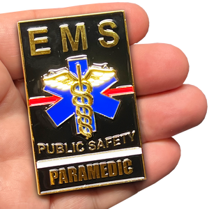 GL13-001 EMS Paramedic Challenge Coin thin white line american flag EMT red line fire department