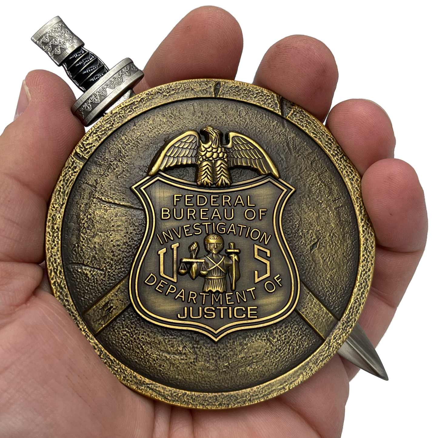 EL10-004 FBI Special Agent intel Analyst Shield with removable Sword Challenge Coin Set Federal Bureau of Investigations