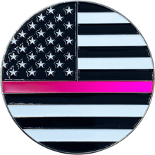 DL2-03 Thin Pink Line Core Values Challenge Coin Police Officer Breast Cancer Awareness