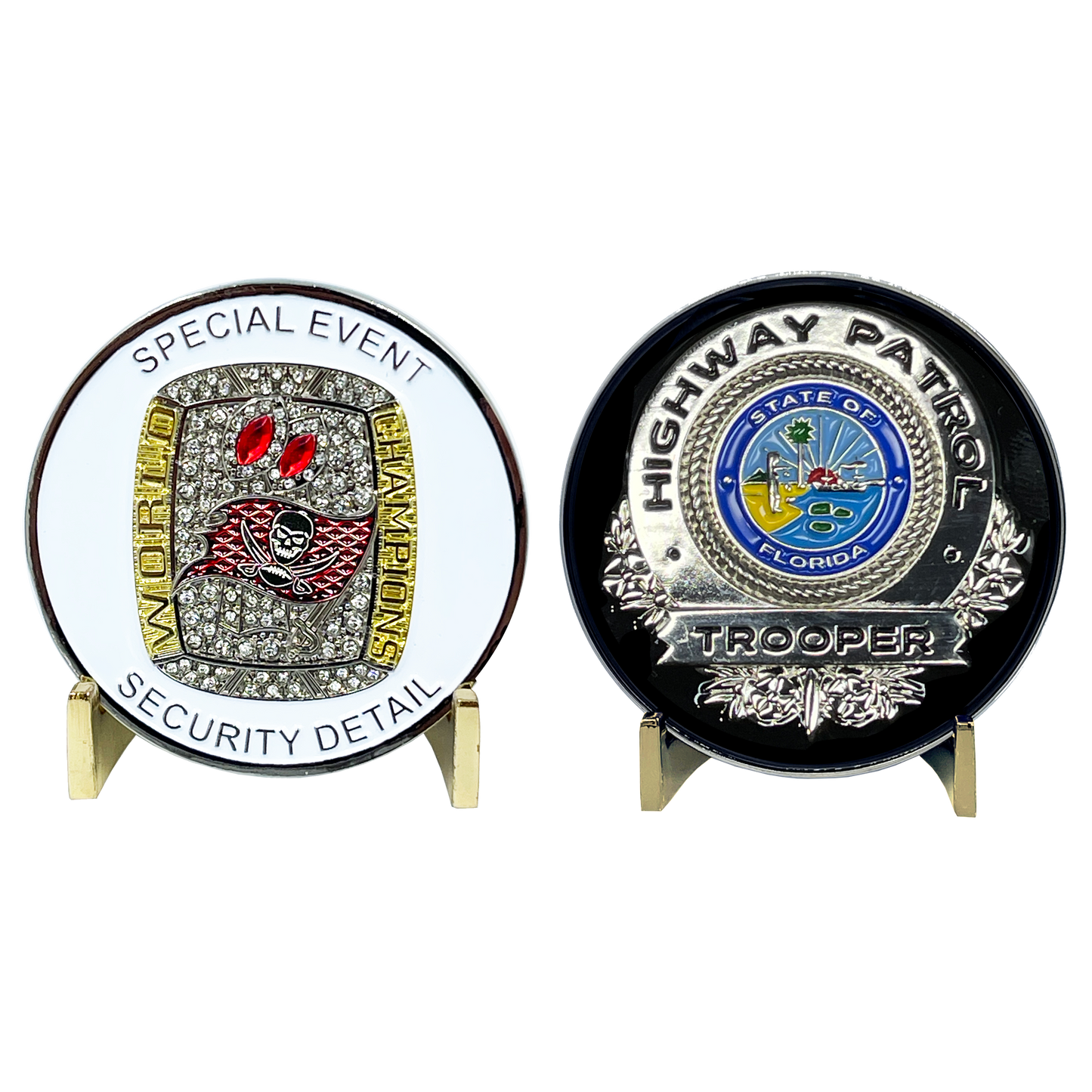 BL10-003 Tampa Bay Bucs FHP Trooper Police Florida Highway Patrol Buccaneers Special Event Security Detail Brady Ring Challenge Coin