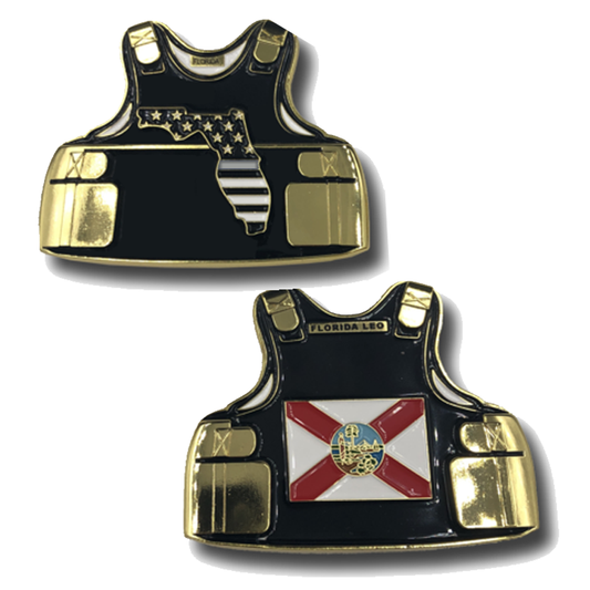 A-001 Thin Gray Line Florida Correctional Officer Police Body Armor State Flag Corrections CO Challenge Coins