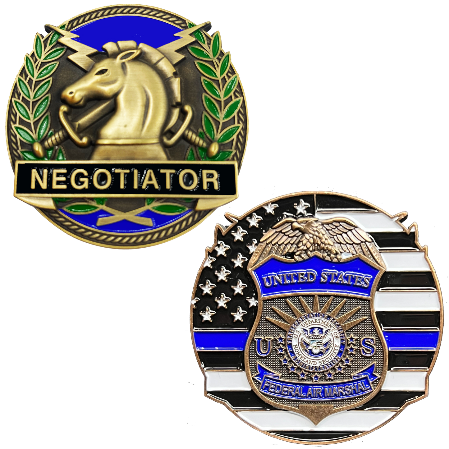 GL13-004 FAM Federal Air Marshal Thin Blue Line Negotiator Challenge Coin