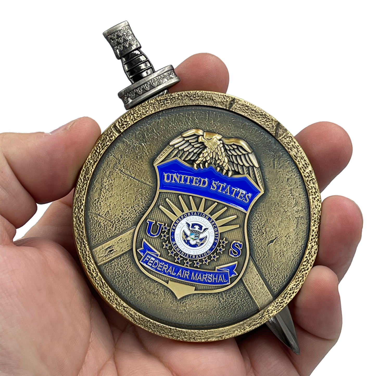EL2-018 FAM Federal Agent Air Marshal Shield with removable Sword Challenge Coin Set