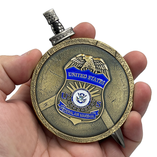 EL2-018 FAM Federal Agent Air Marshal Shield with removable Sword Challenge Coin Set