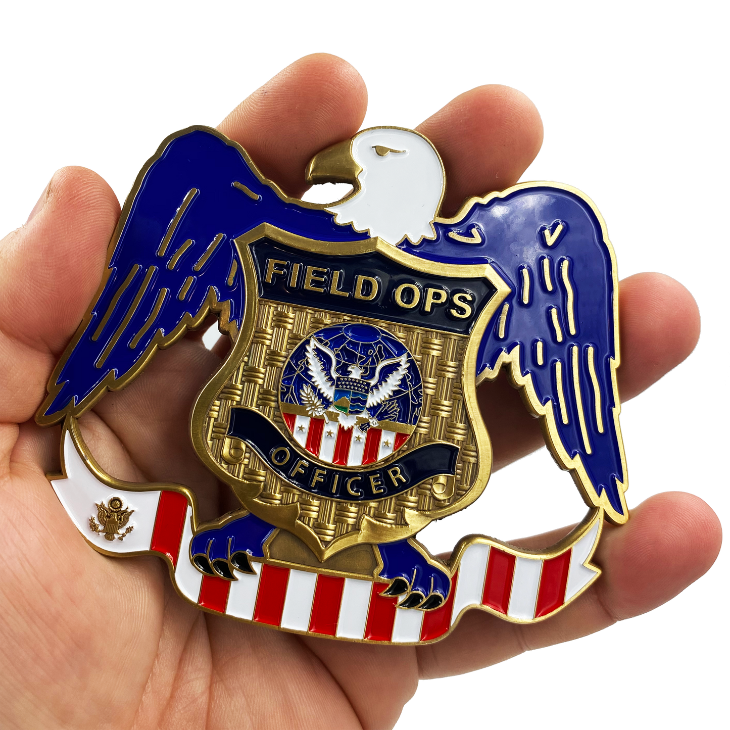 DL11-10 Field Operations huge vintage inspired CBP Field Ops US Customs Challenge Coin Eagle Flag 4 inch