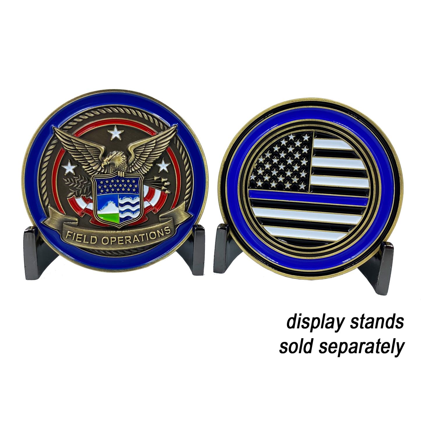 GG-001 CBP Field Operations Challenge Coin Field Ops Thin Blue Line Police Officer