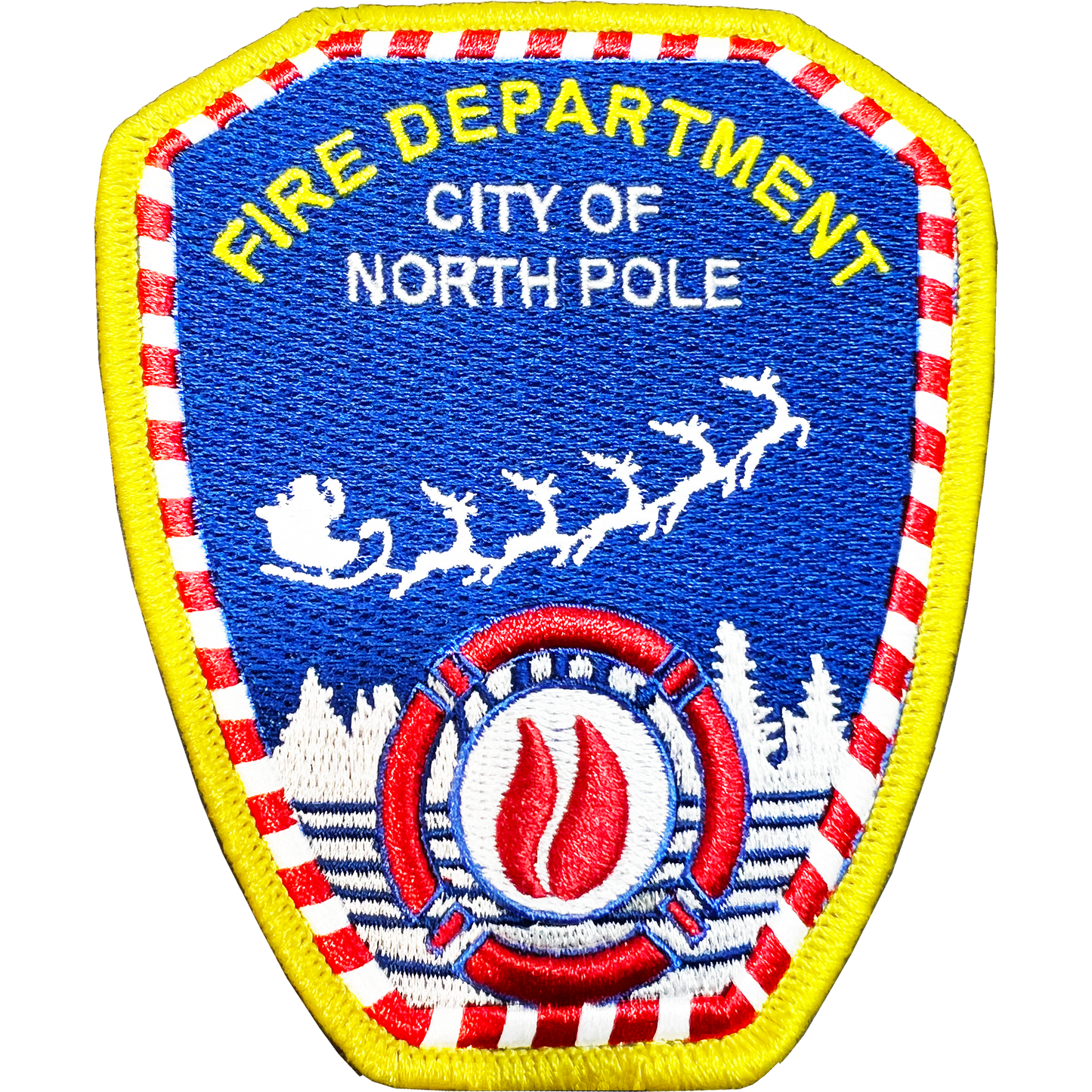 CL8-12 City of North Pole Fire Department FDNY style Santa Claus Fire Fighter iron-on patch Fireman
