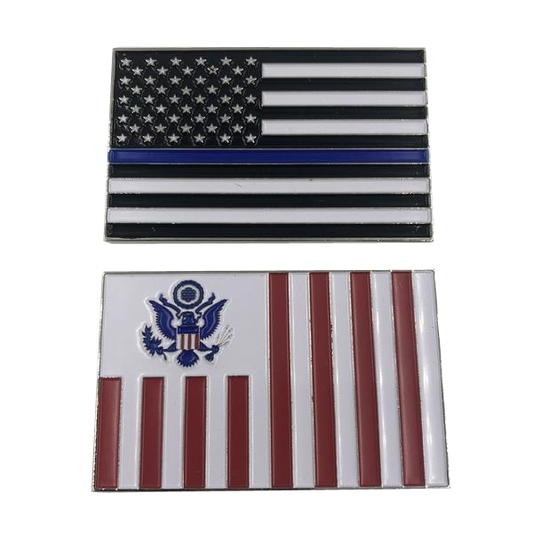 I-009 Customs Flag Challenge Coin with Thin Blue Line U.S. Flag