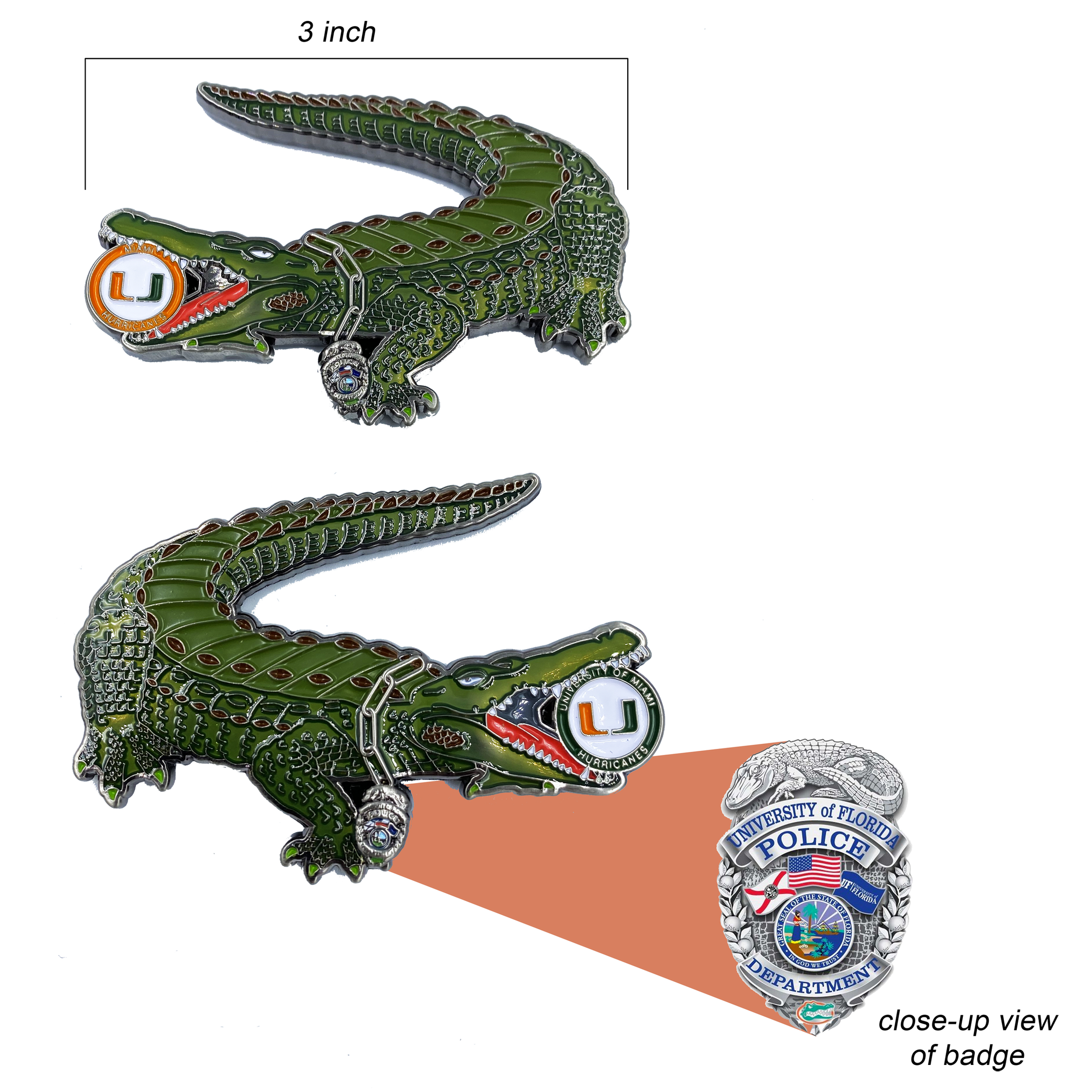 DISCONTINUED CL4-17 Florida Gators Challenge Coin Police   K9 UM Hurricanes University of Miami Canes