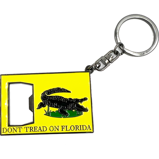 EL12-011 Don't Tread on Me Florida Flag Challenge Coin Bottle Opener Keychain Governor DeSantis Don't Tread on Florida