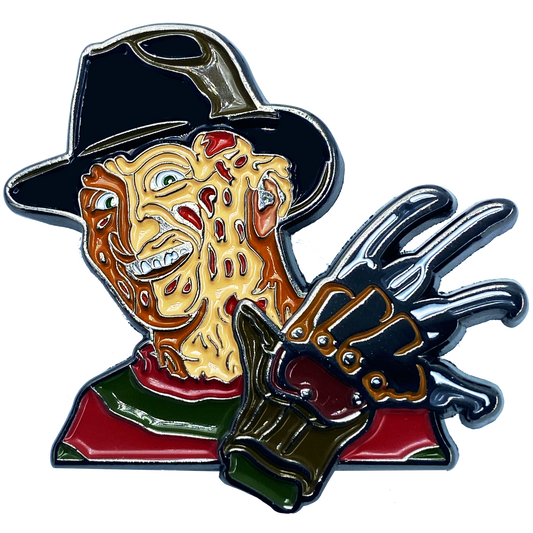 CL2-02 Nightmare on Elm Street Freddy Krueger Pin with double pin back and spring loaded clasps