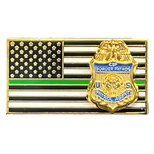 BFP-001 CBP Border Patrol Agent Thin Green Line Flag Pin Honor First BPA