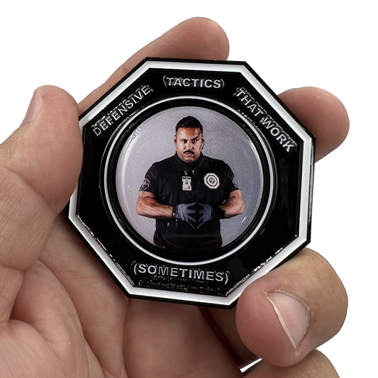 EL13-017 Defensive Tactics Firearms Instructor parody Challenge Coin Threat Mismanagement Specialists Police Military Gag Gift