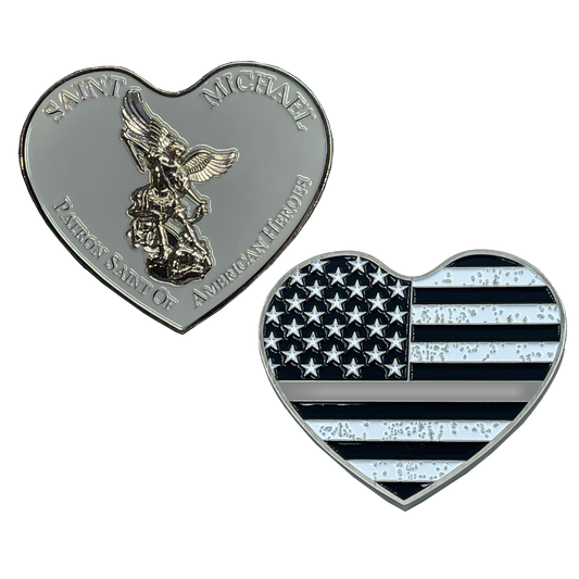 EL5-002 Thin GRAY Line St. Michael Heart Love Prayer Patron Saint of American Heroes Correctional Officer CO Department of Corrections