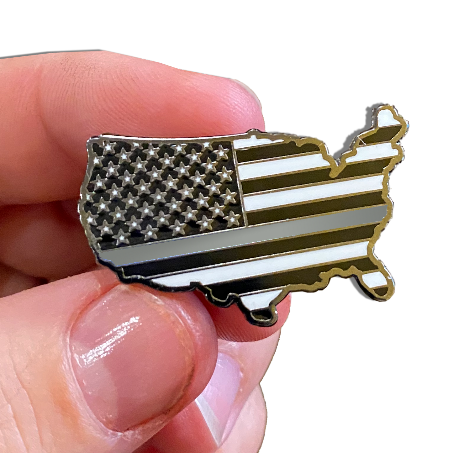 Thin Gray Line American Flag Corrections U.S. Map Pin with 2 pin posts and deluxe pin clasps Correctional Officer CO