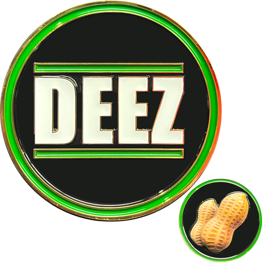 GL2-001 Deez Nuts challenge coin with 3D nuts Border Patrol Military Funny Gag Gift Thin Green Line
