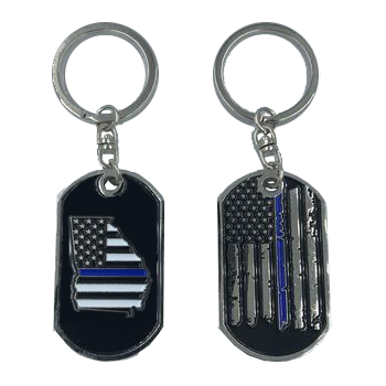 II-004  Georgia Thin Blue Line Challenge Coin Dog Tag Keychain Police Law Enforcement