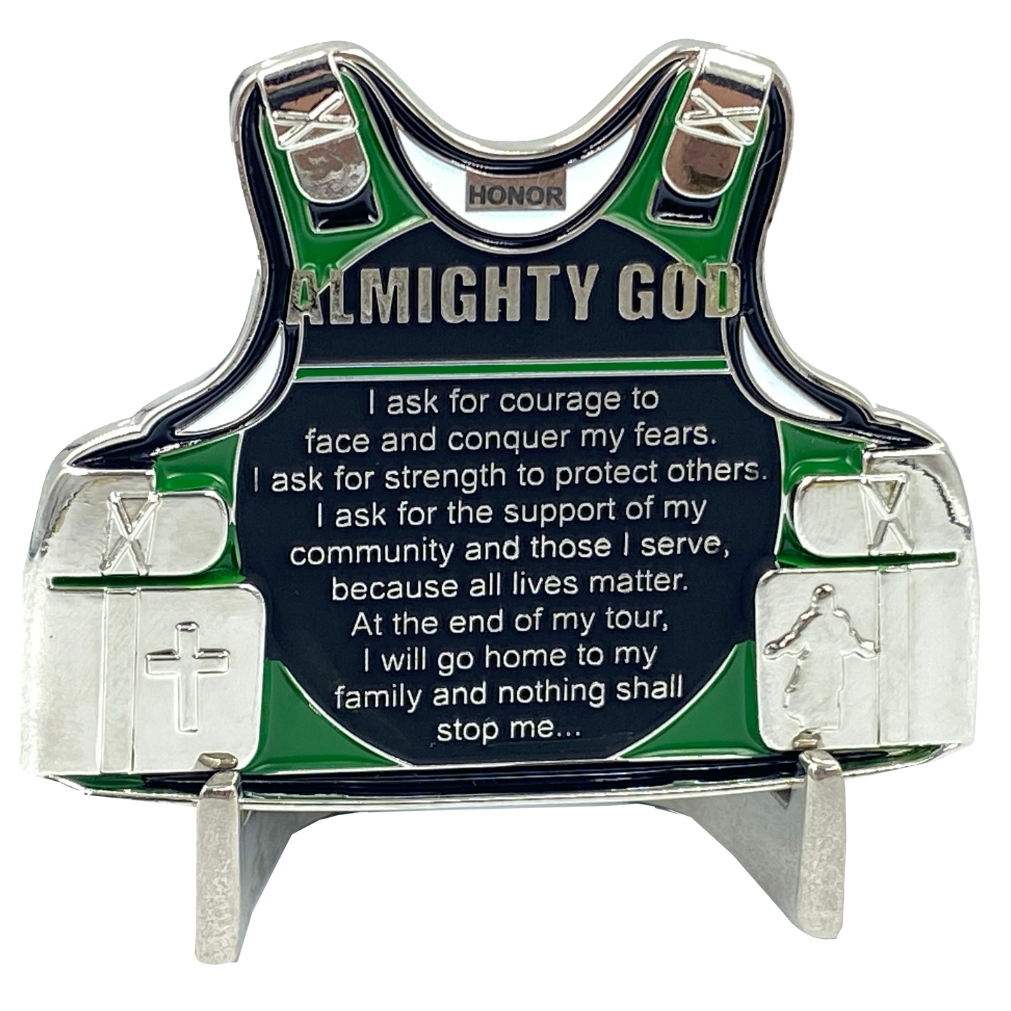 J-004 Police Officer's Prayer God Almighty Challenge Coin Thin Green Line Tactical Body Armor Border Patrol Marines Army Deputy Sheriff