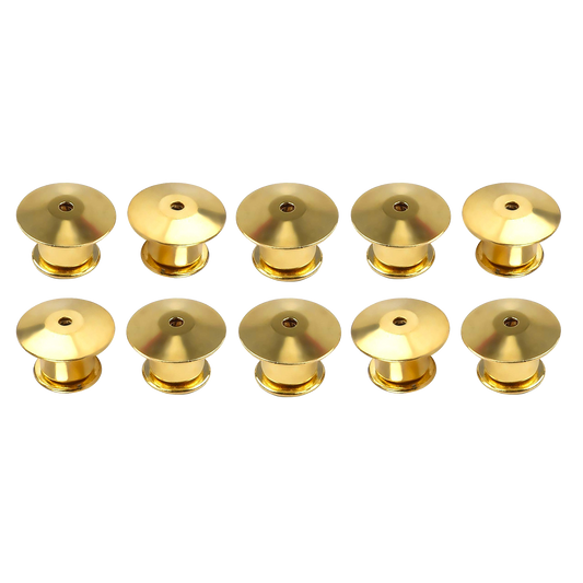 10 Gold Deluxe Safety Locking Pin Backs, Pin Keepers Locking Clasps Scouts Uniform Nameplate
