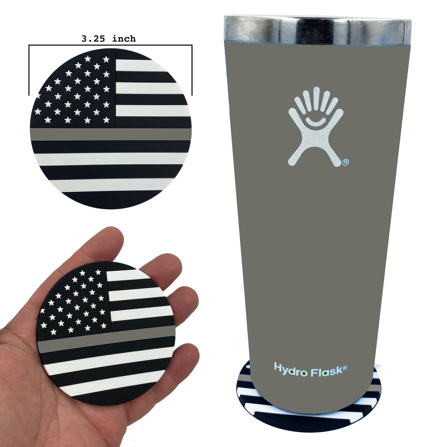 DL4-03 Thin Gray Line Correctional Officer American Flag Silicone Coaster for drinks CO Corrections