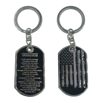 CL3-16 Correctional Officer's Prayer Thin Gray Line Challenge Coin Dog Tag Keychain CO Corrections
