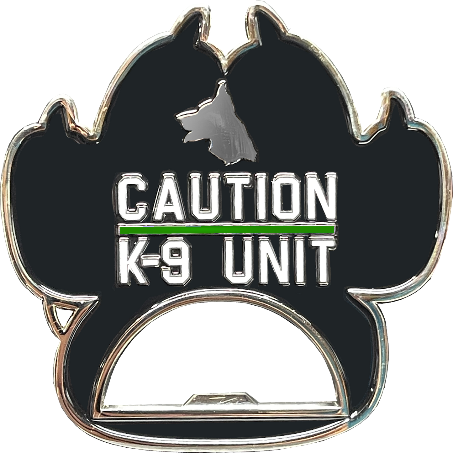 BL16-011 Thin Green Line Police Canine K9 unit paw bottle opener Border Patrol Deputy Sheriff Army Marines challenge coin