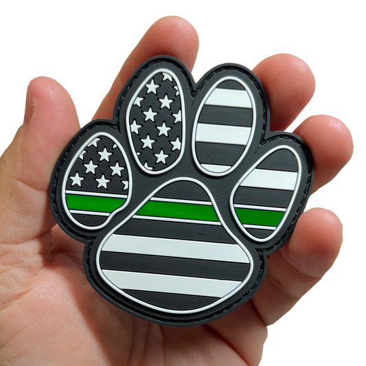 EE-020 Border Patrol Thin Green Line K9 Canine Rubber Silicone Morale Patch large 3 inch with hook and loop Military
