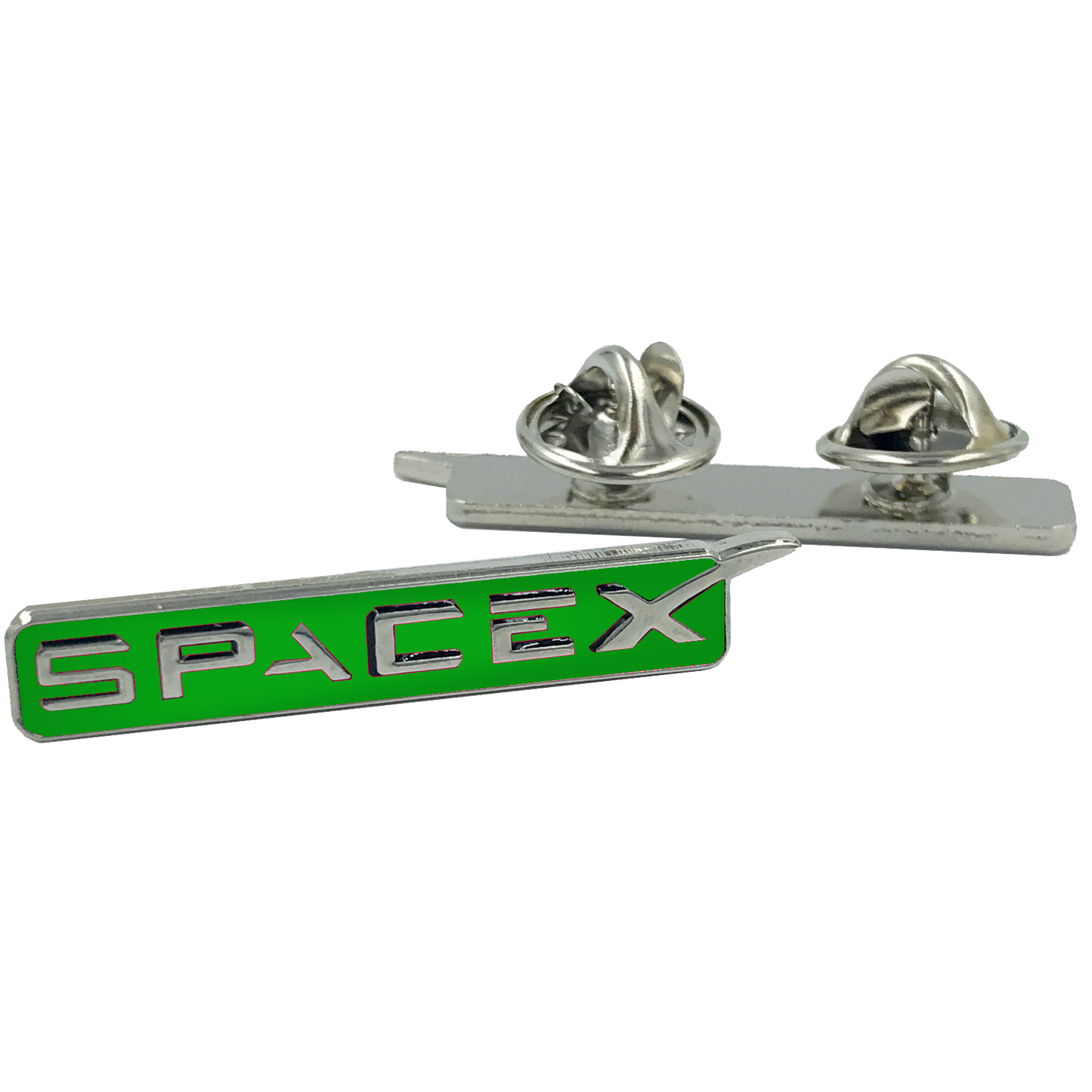 K-008 SpaceX pin Space X dual pin back green lapel pin