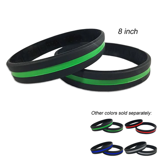 Thin Green Line Police Silicon Bracelet (GREEN) Military, Sheriff, Border Patrol, Marines, Army, Security