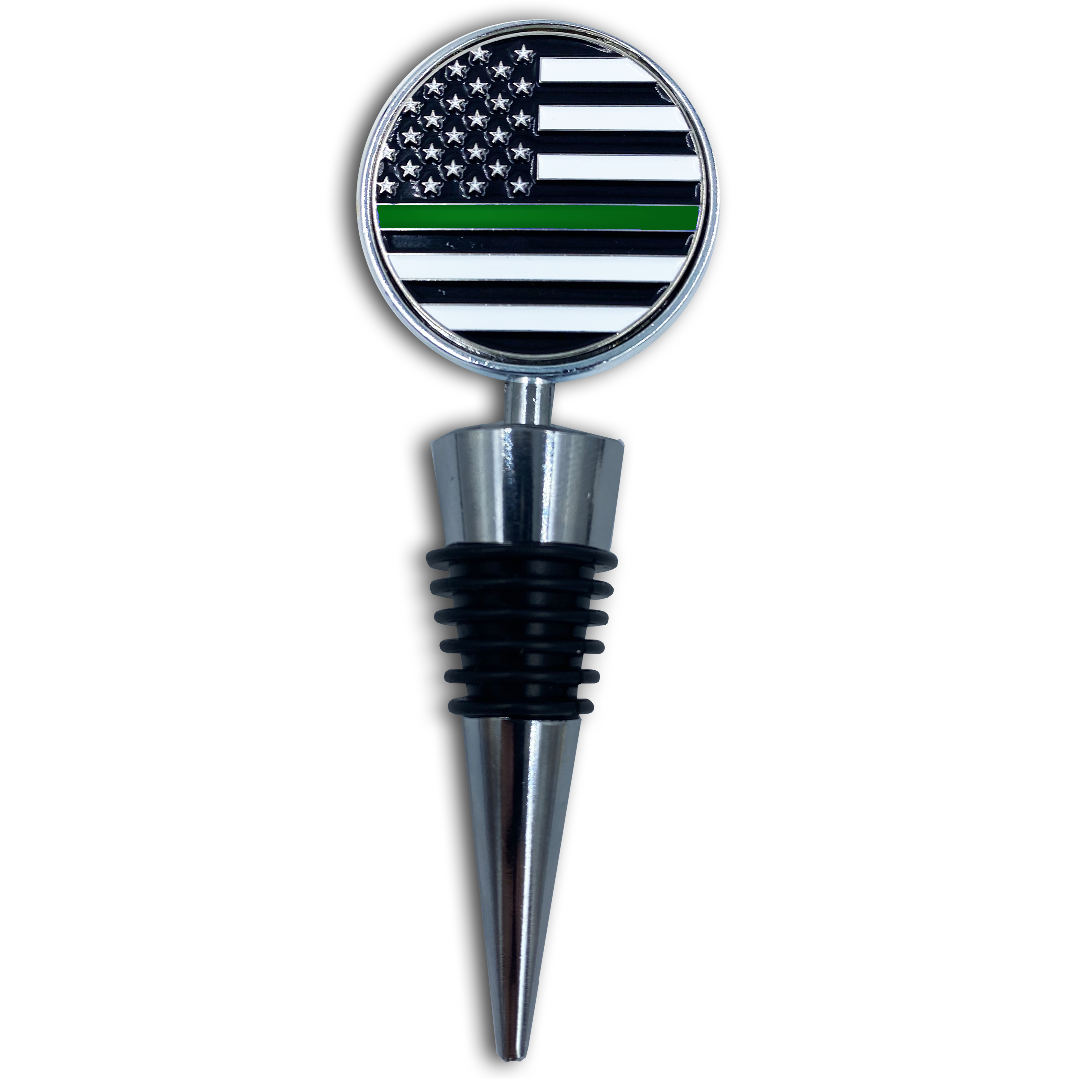 AA-011 Thin Green Line American Flag Wine Bottle Stopper Challenge Coin Sheriff Army Marines Security CBP Border Patrol