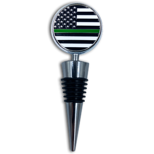 AA-011 Thin Green Line American Flag Wine Bottle Stopper Challenge Coin Sheriff Army Marines Security CBP Border Patrol