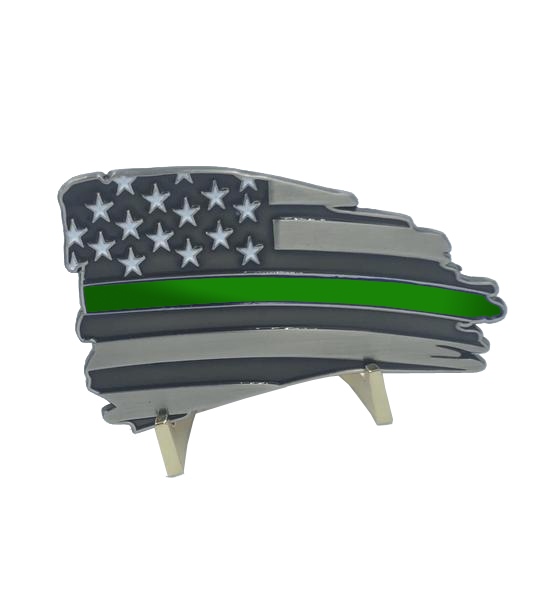 L-32 Metal Thin Green Line Flag Decal with 3M Tape