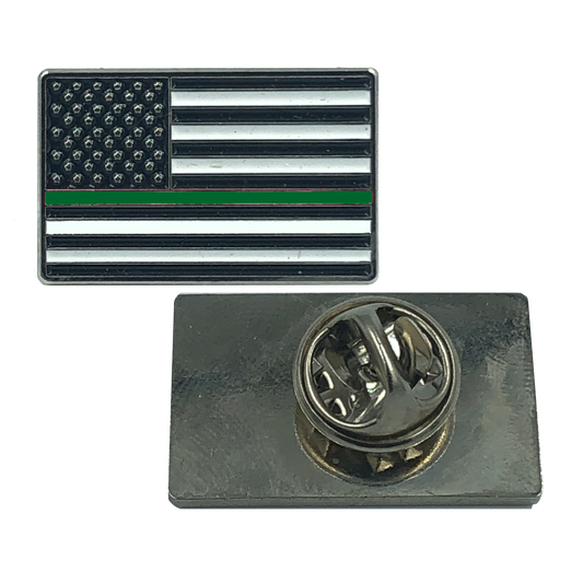 CL6-002 Thin Green Line Flag Pin: Border Patrol, CBP, Army, Sheriff, Security