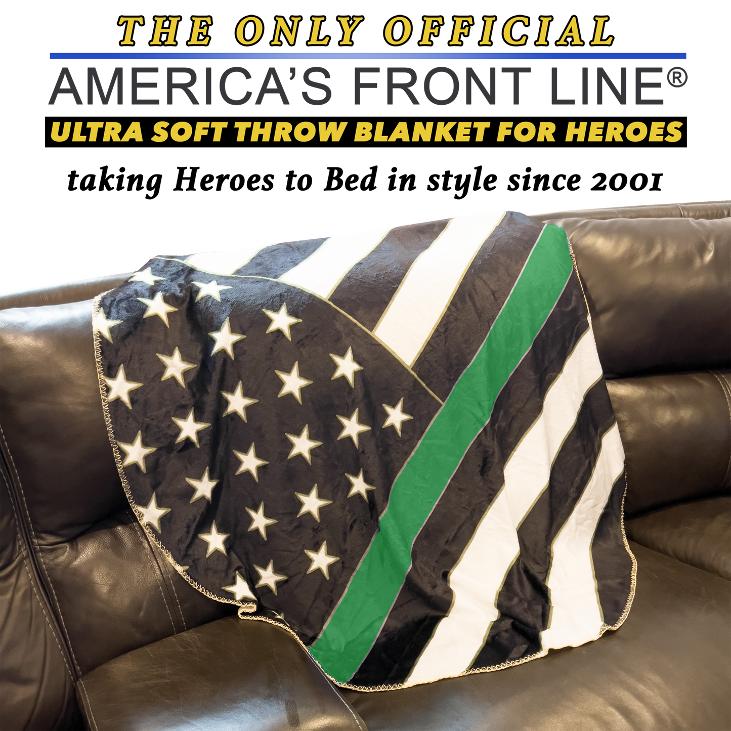 Official America's Front Line Thin Green Line Border Patrol Round Blanket Bedding Sofa Couch Throw