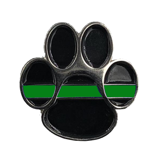 CL6-011 K9 Paw Thin Green Line Canine Lapel Pin Police Deputy Sheriff Border Patrol Military Army Marines